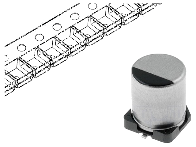 Condensator: polymeer; low ESR; 120uF; 10VDC; SMD; Ø8x6,9mm; OS-CON Condensator: polymeer; low ESR; 120uF; 10VDC; SMD; Ø8x6,9mm; OS-CON